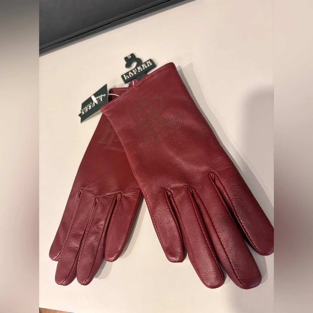LAUREN Ralph Lauren red leather gloves size small brand new with tags
